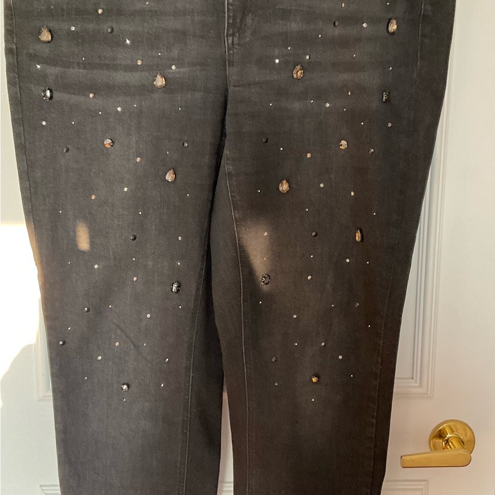 Love & Legend Black Distressed jeweled Straight Leg Jeans